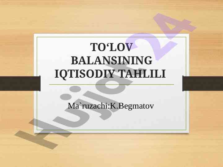 To‘lov balansining iqtisodiy tahlili va ahmiyati