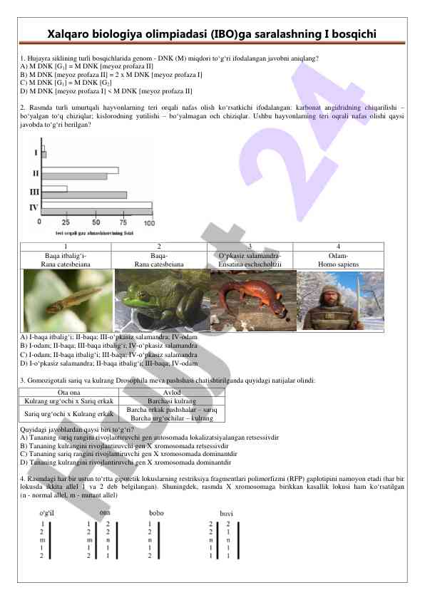 Xalqaro biologiya olimpiadasi saralash testi