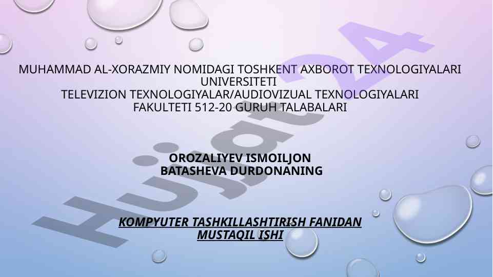 Buyruqlar tizimi arxitekturasi haqida mustaqil ish