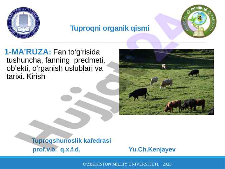 Tuproqshunoslik: organik materiallar va ularning ahammiyati