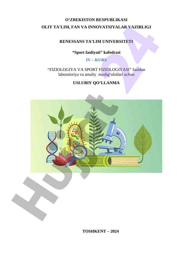 Fiziologiya va sport fiziologiyasi laboratoriya qo‘llanma