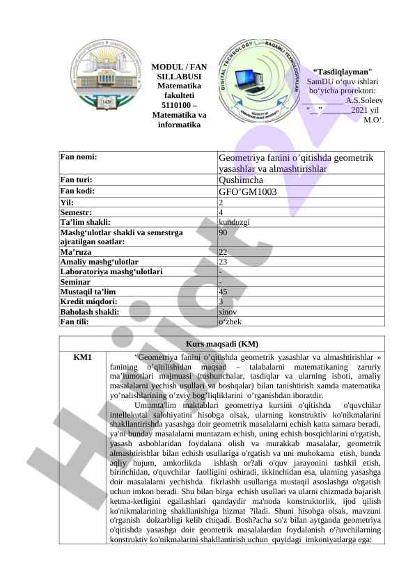 Geometriya fanida baholash mezoni va tartibi