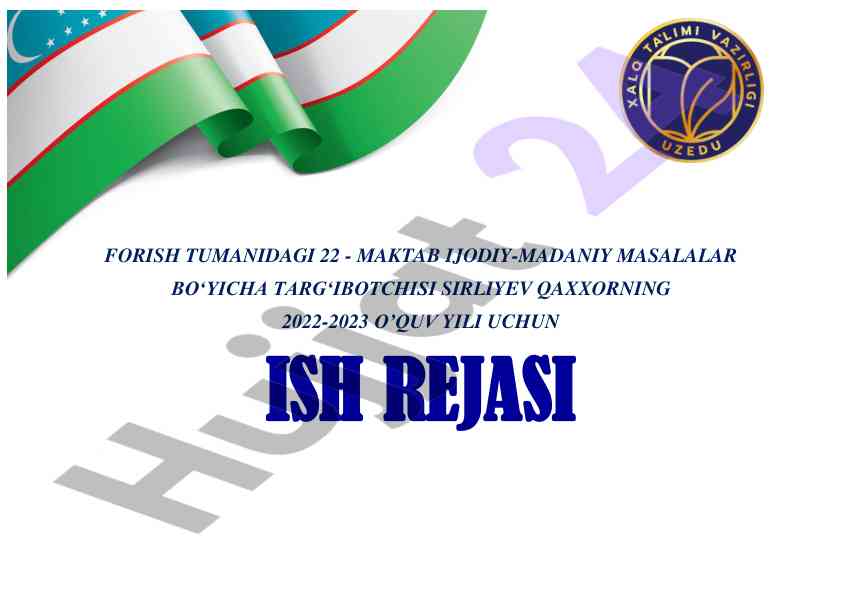 Ijodiy-madaniy masalalar bo'yicha targ'ibot rejasi