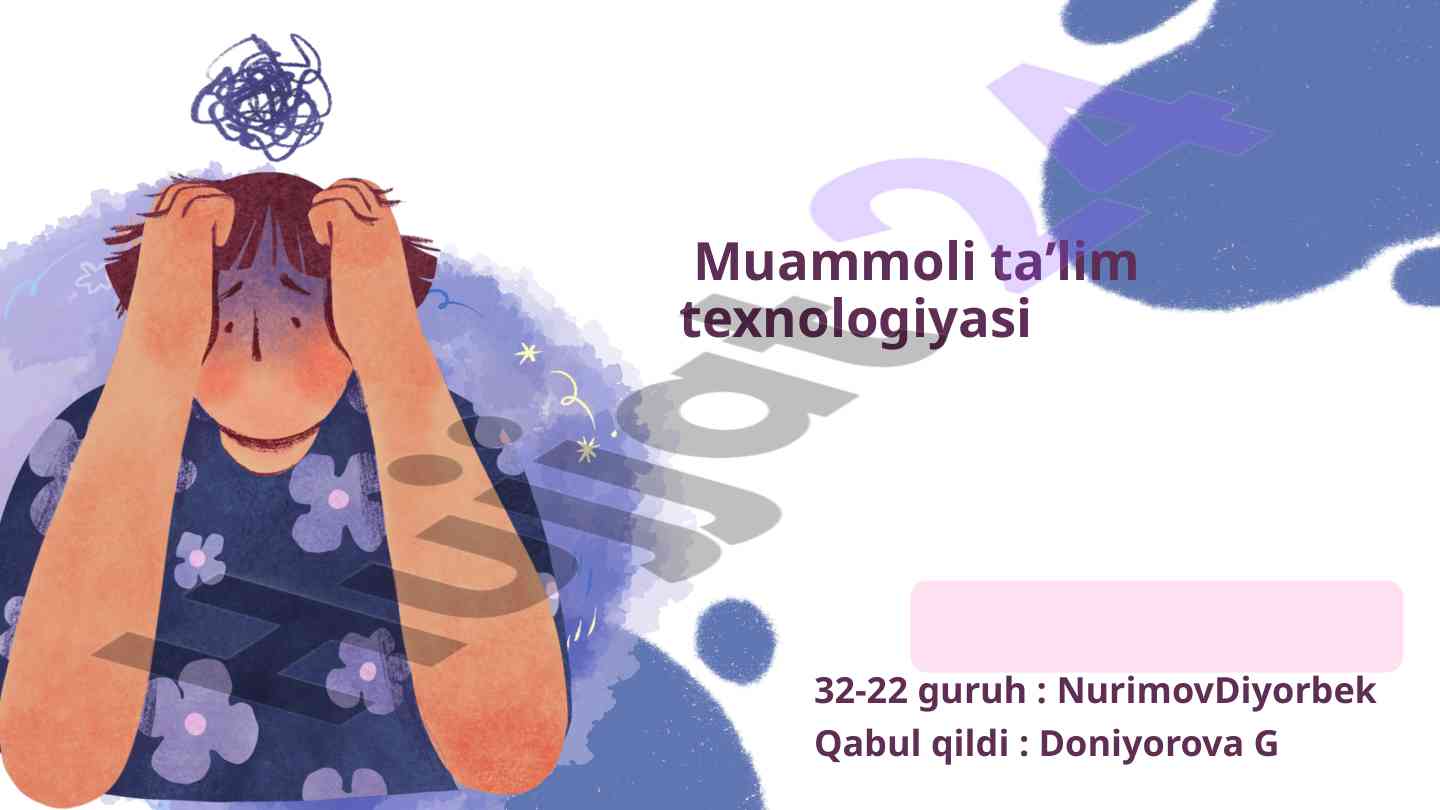 Muammoli ta'lim texnologiyasi asoslari va amaliyoti