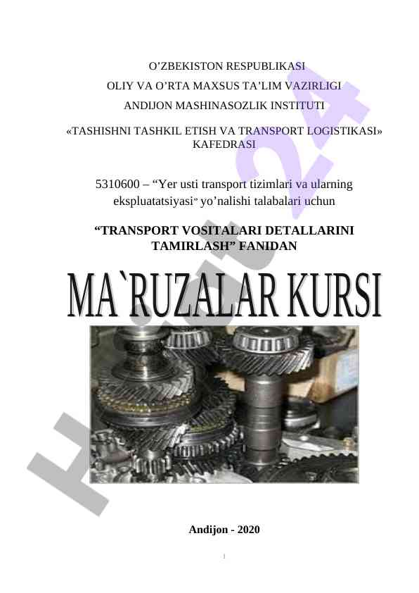 Transport vositalari detallarini tamirlash fanidan