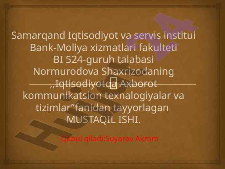 Iqtisodiyotda axborot texnologiyalari talablari