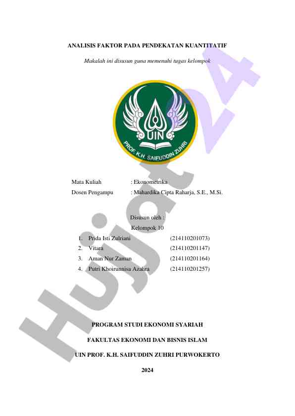 Analisis faktor pada pendekatan kuantitatif