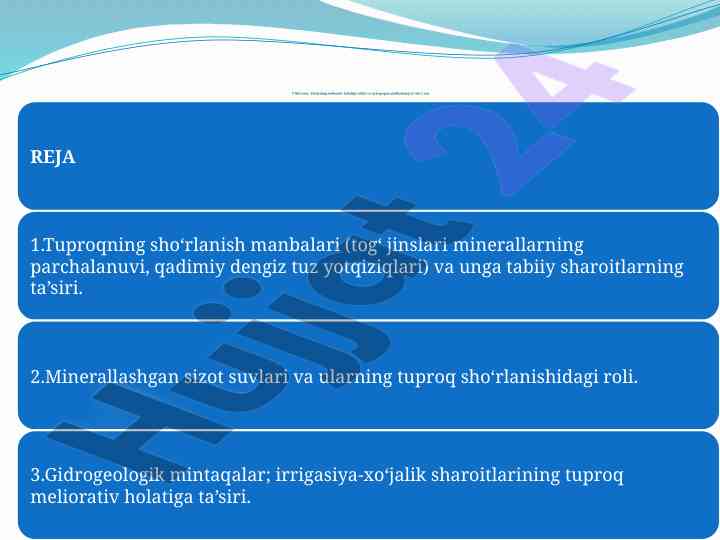 Yerlarning meliorativ holati tabiiy omillar ta’siri