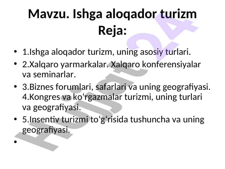 Ishga aloqador turizm: mice turlari va geografiyasi
