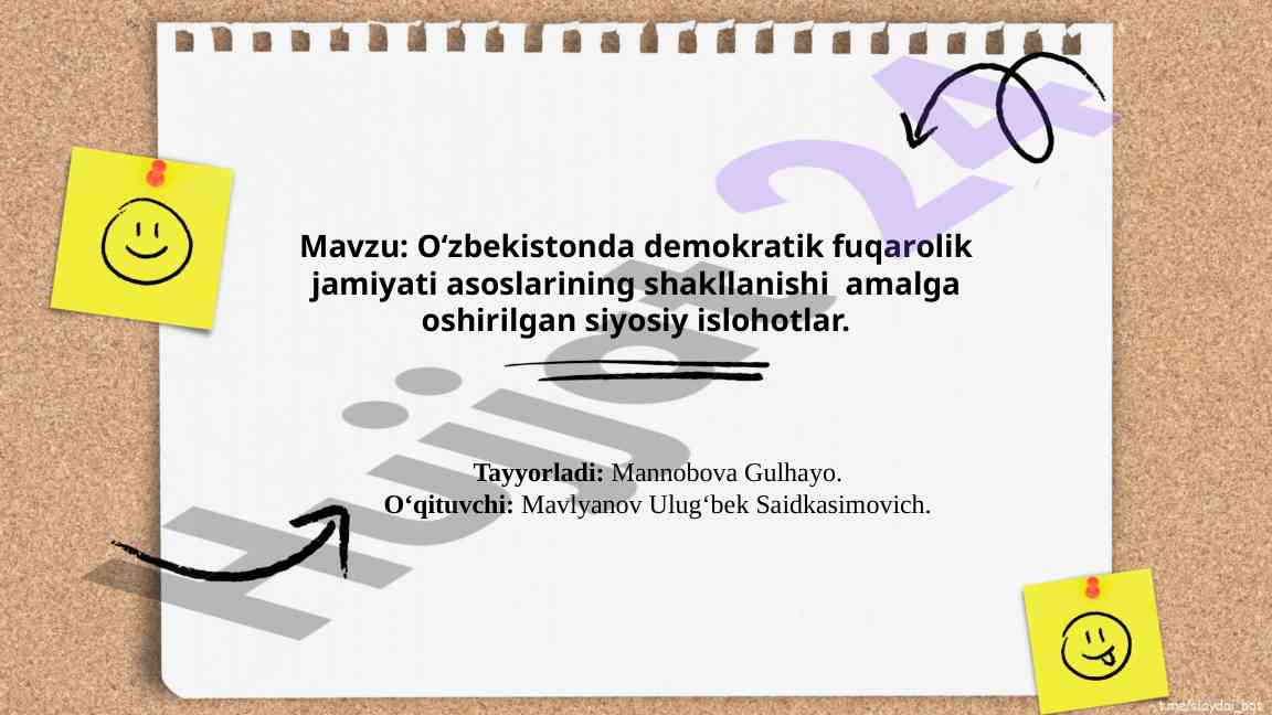 O‘zbekistonda Demokratik Fuqarolik Jamiyati Asoslari