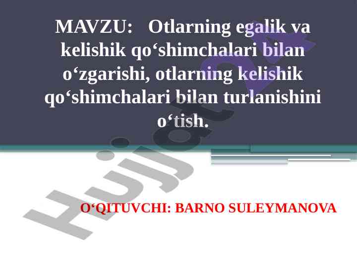 Otlarni o‘rganish bilan bog‘liq dars ishlanmasi