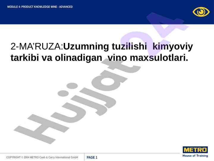 Uzumning tuzilishi kimyoviy tarkibi va vino mahsulotlari
