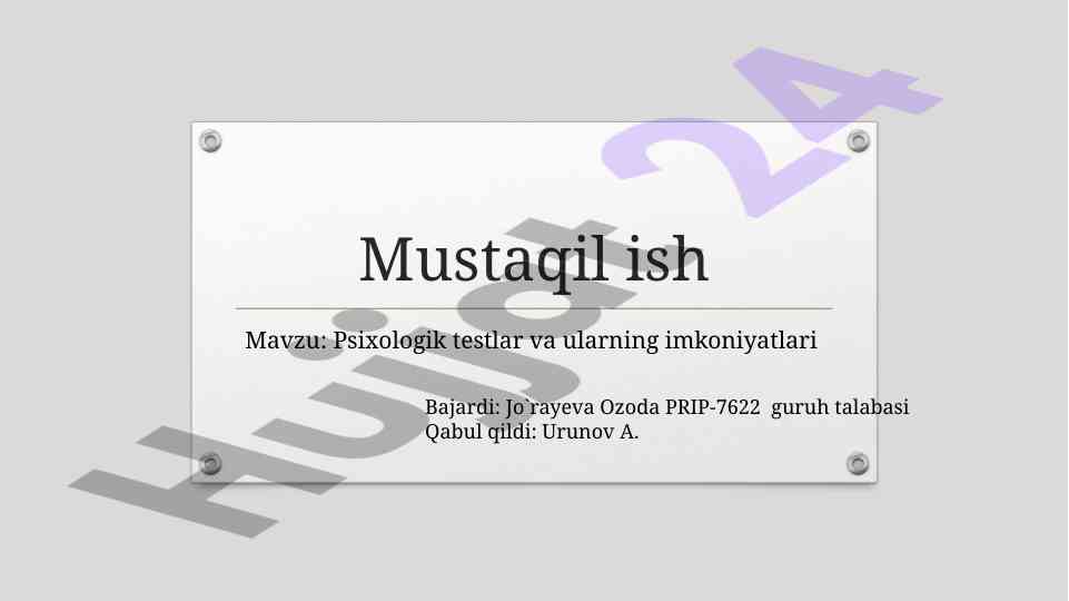 Psixologik testlar va ularning imkoniyatlari