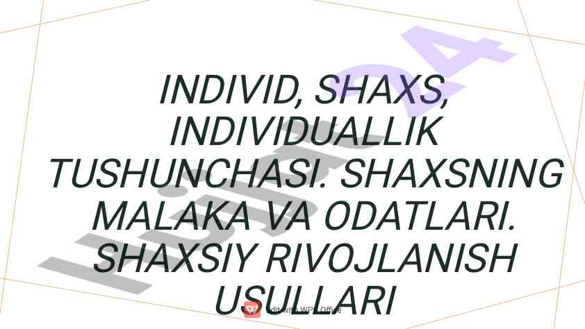 Shaxsiy rivojlanish va o'zini ifoda etish usullari