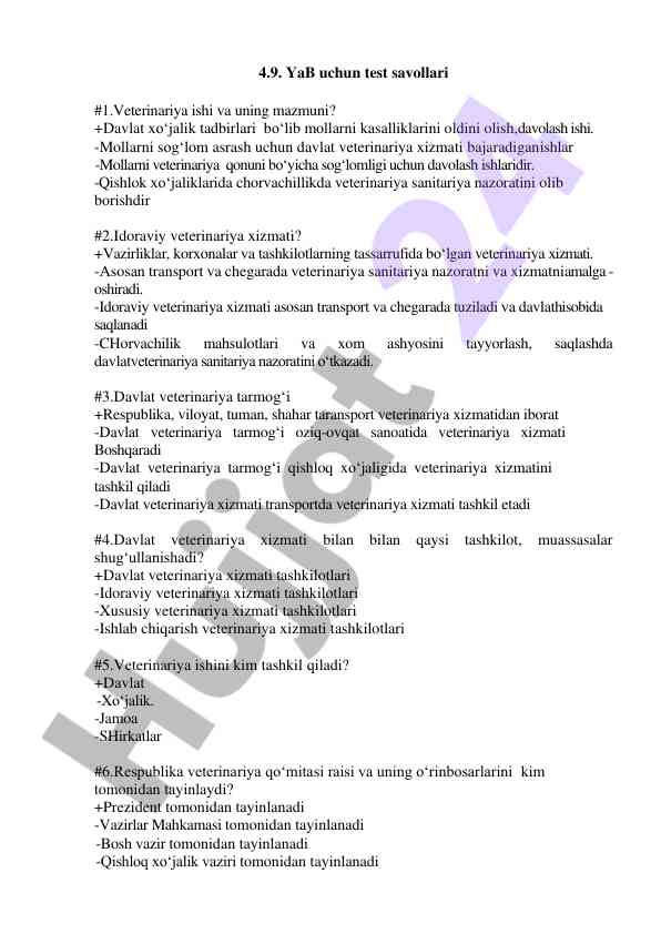 Veterinariya xizmati va kasalliklarni oldini olish