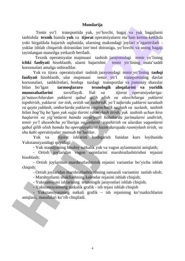Tеmir yo’l transportida yuk va tijоrat operatsiyalari