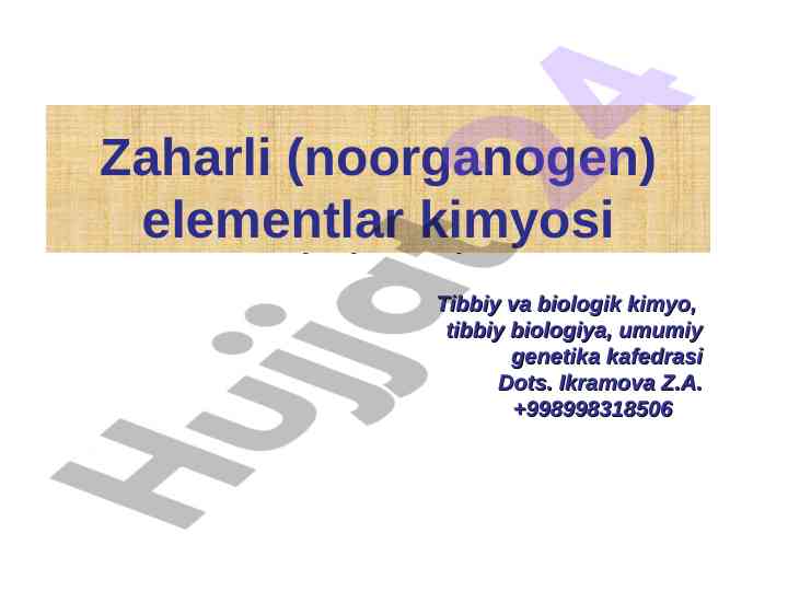 Noorganogen elementlar va biogen tahlil