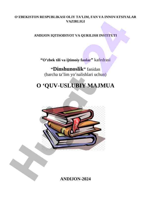 Dinshunoslik fanidan o‘quv-uslubiy majmua