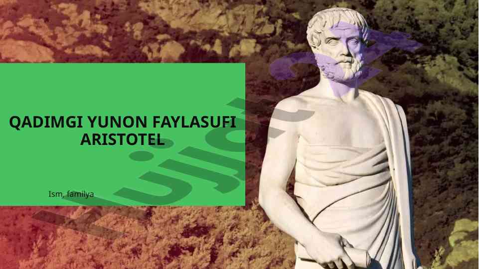 Qadimgi Yunon Faylasufi Aristotelning Faoliyati