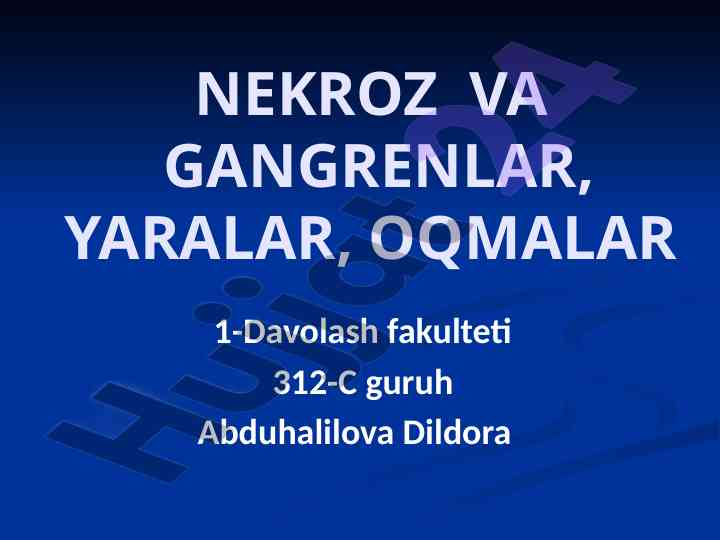 Nekroz va gangrenlar tahlili bilan tanishing