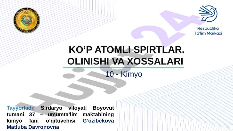 Ko‘p atomli spirtlar olinishi va xossalari