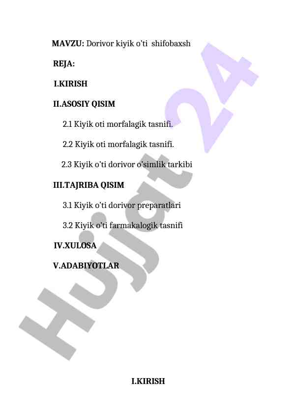 Dorivor kiyik oti morfalagik tasnifi