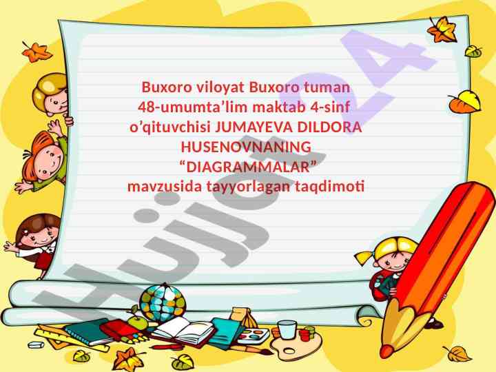 Diagrammalar mavzusidagi taqdimot uchun dars ishlanmasi