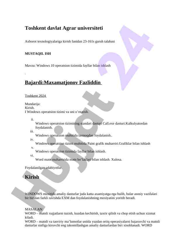 Windows 10 operatsion tizimida fayllar bilan ishlash