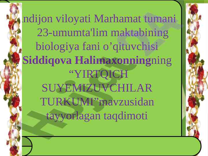 Yirtqich sutemizuvchilar turkumi taqdimoti