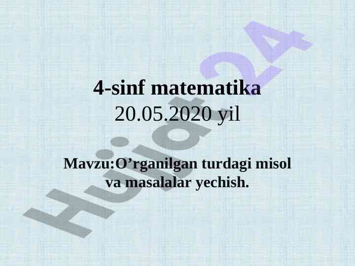 O’rganilgan misollarni yechish usullari