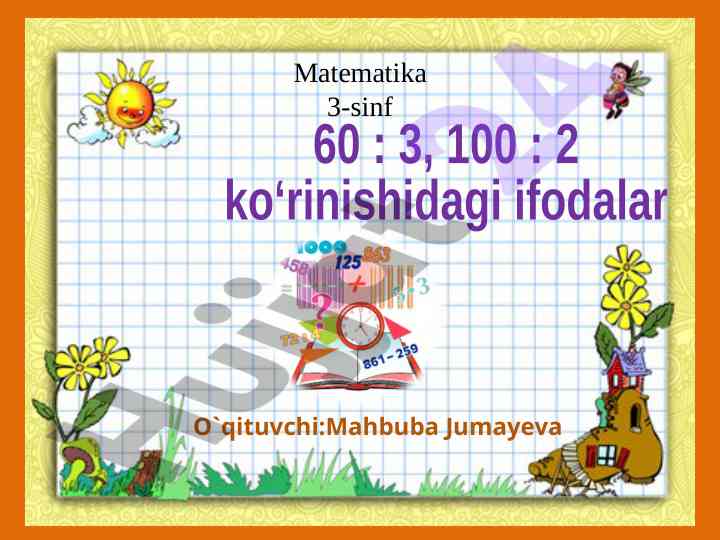 Matematika darsida hisoblash masalalari