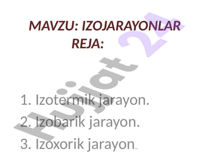 Izojarayonlar va ularning turlari