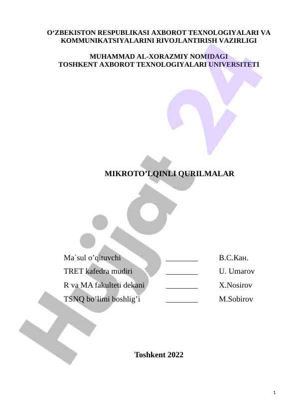 Mikroto'lqinli qurilmalar laboratoriya ishlari