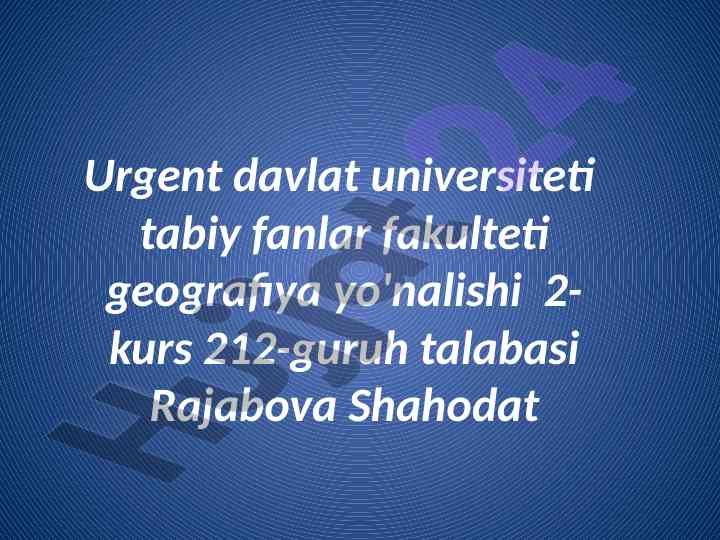 Shaharlarni joylashtirish va ularning o‘ziga xosligi