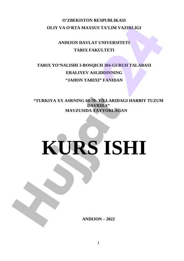 Turkiya xx asrning 60-70 yillaridagi harbiy tuzum