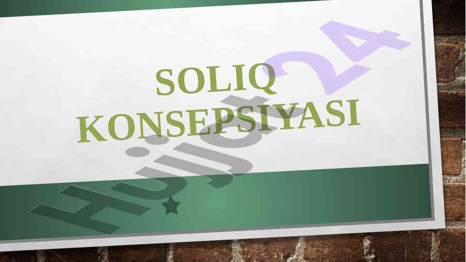 Soliq tizimini tubdan isloh qilish konsepsiyasi