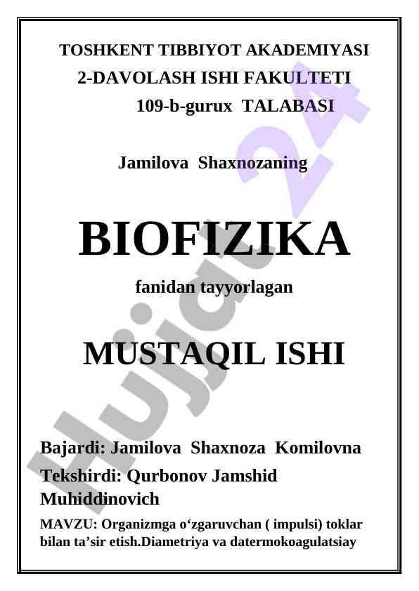 Organizmga toklar bilan taʼsir etish modeli