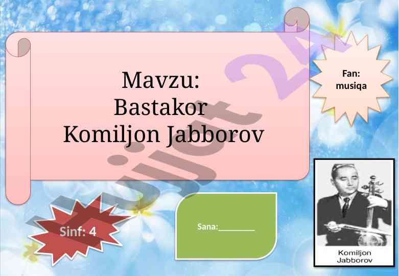 O‘quvchilar uchun musiqa madaniyati dars rejasi