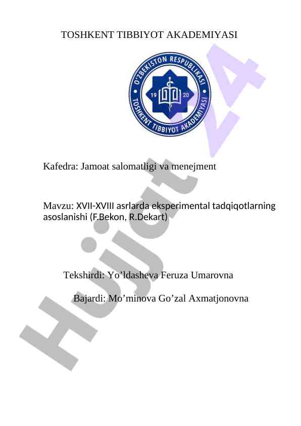 Eksperimental tadqiqotlarning asoslanishi xvii-xviii asrlarda