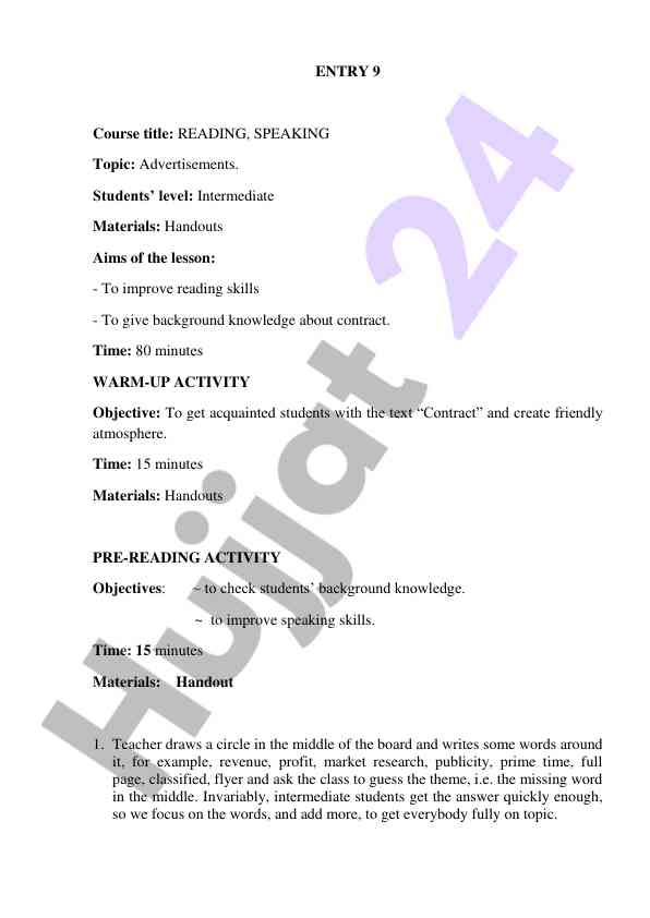 Reading and speaking lesson on advertisements