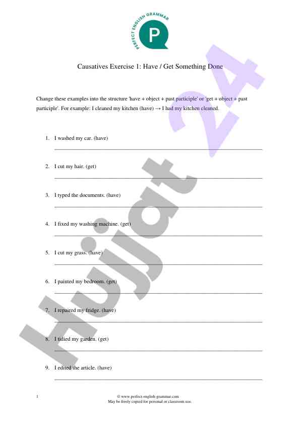 Causatives exercise for have and get structures