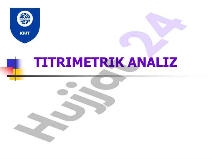 Titrimetrik analizning kimyoviy usullari