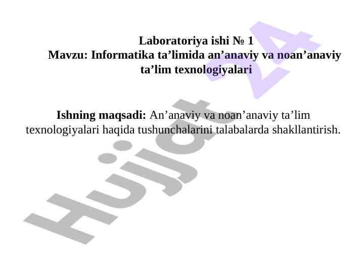 An’anaviy va noan’anaviy ta’lim texnologiyalari