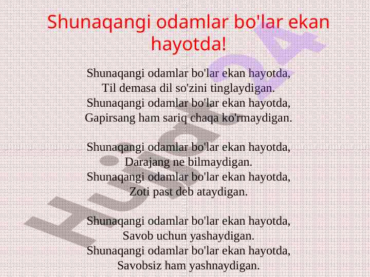 Hayotdagi odamlar va ularning xususiyatlari