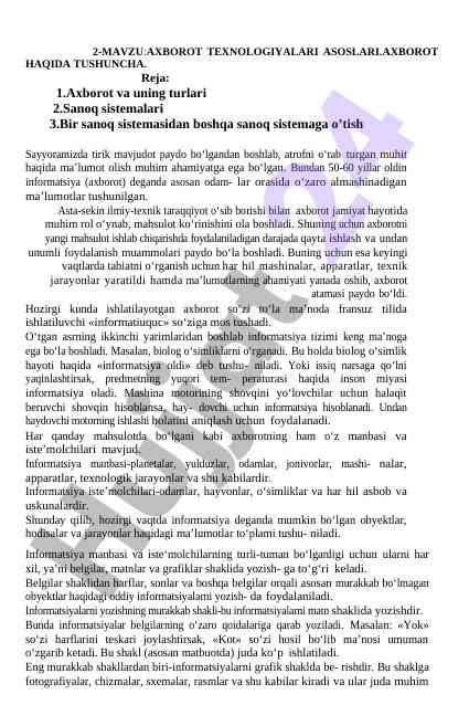 Axborot texnologiyalari asoslari va tushunchalar