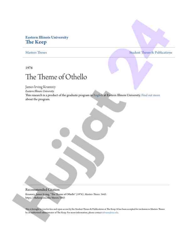 The theme of othello analysis and interpretation