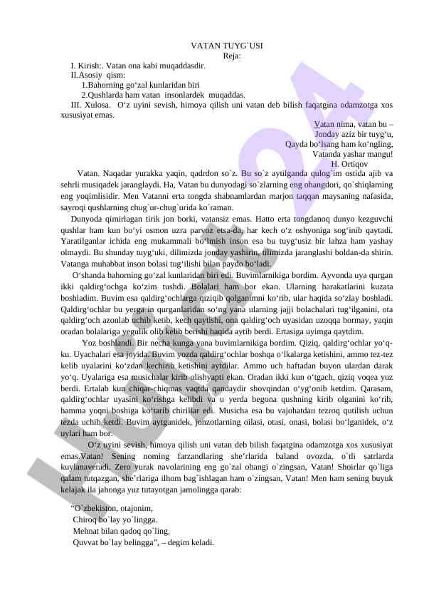 Vatan tuyg‘usi: muhabbat va iloji