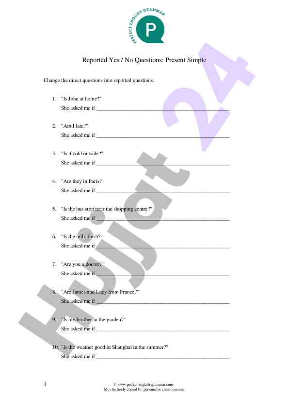 Reported yes no questions in present simple