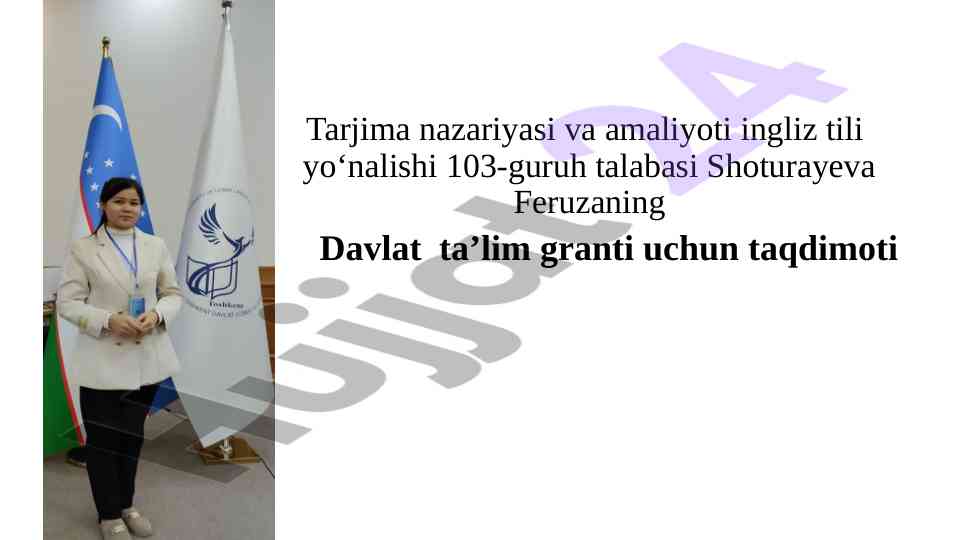 Tarjima nazariyasi va amaliyoti taqdimoti
