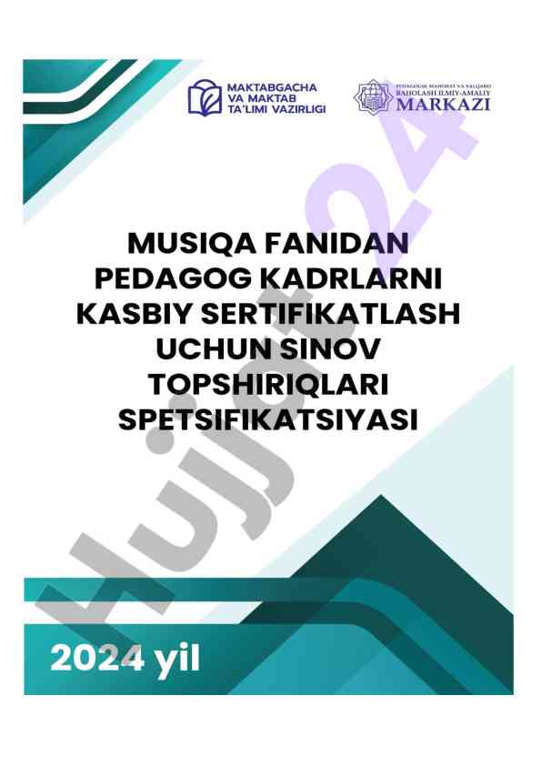 Musiqa madaniyati fanidan pedagogik sertifikatlash